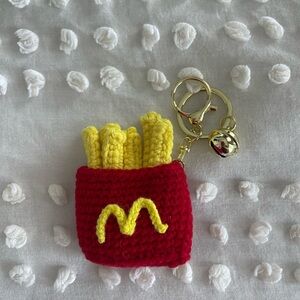 Red and Yellow Crochet French Fries Keychain